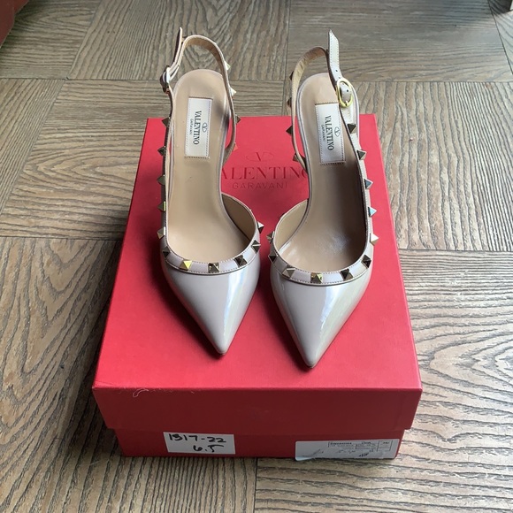 Valentino Garavani Shoes - SOLD - NEW Valentino Rockstud Slingback Nude Pump Heels